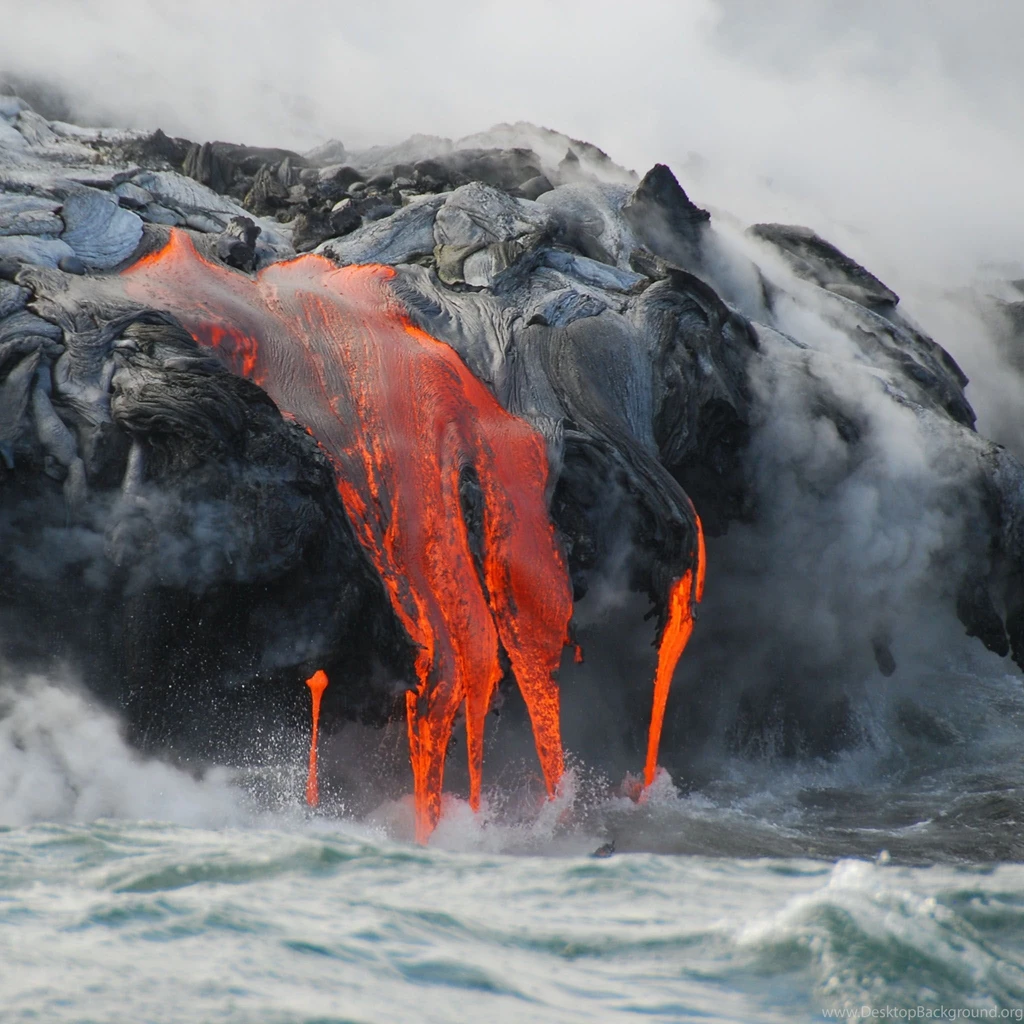 Lava Flow From Hawaii Volcano, United States / HD iPad Wallpapers