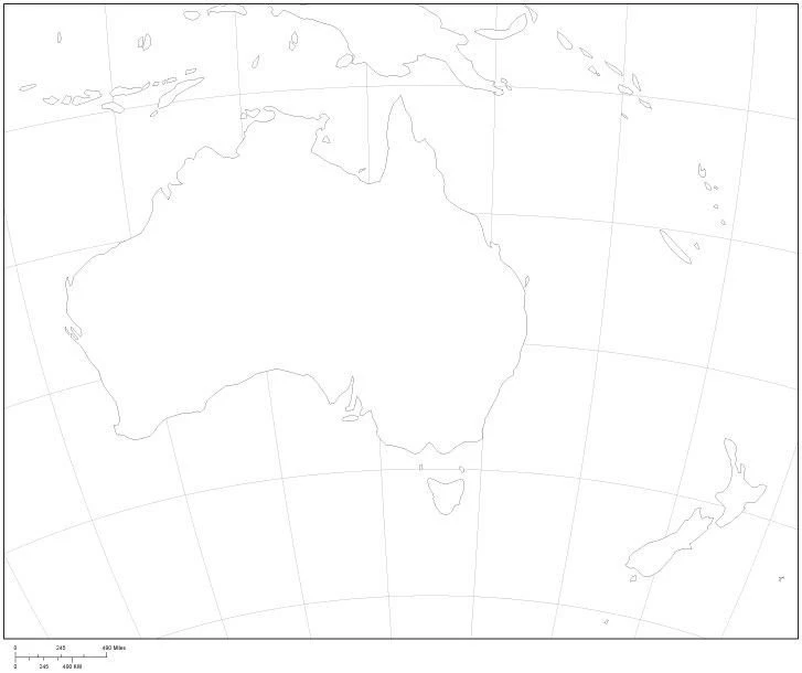 Australia Black & White Blank Outline Map Map Resources