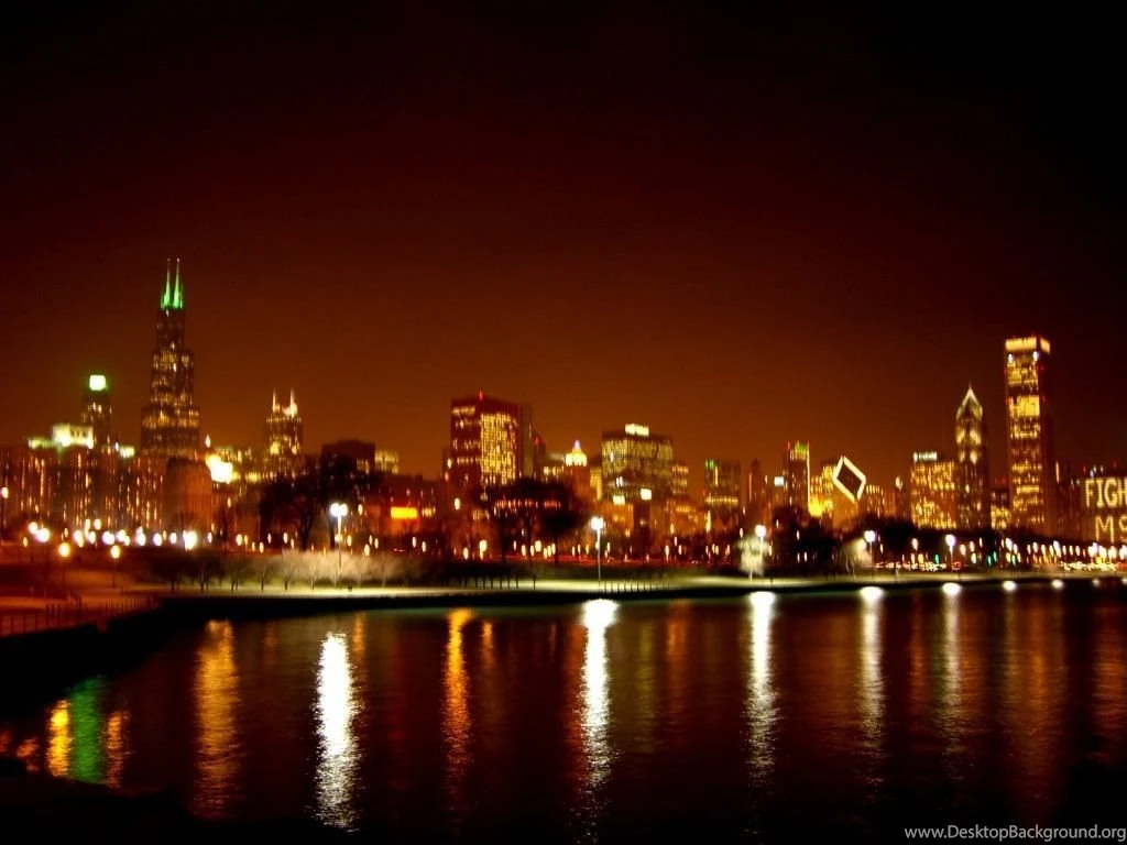 Chicago Skyline At Night Invitation Templates