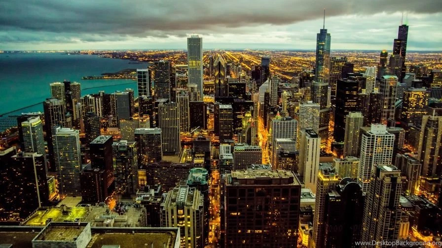 Chicago Skyline At Night Wallpapers HD Wallpapers