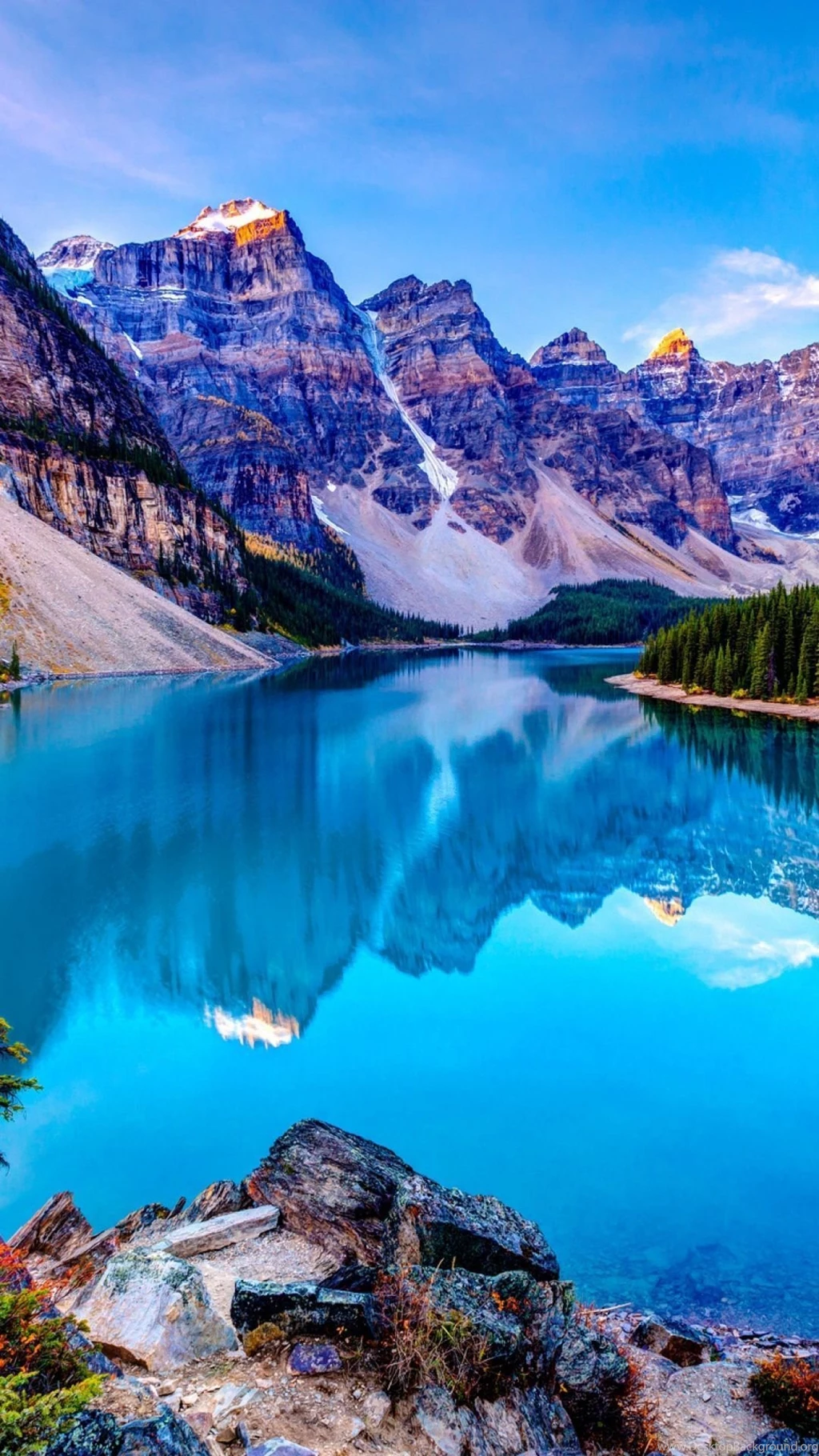 Download HD Mountains Sky Blue Lake Reflection Clouds Wallpapers ...