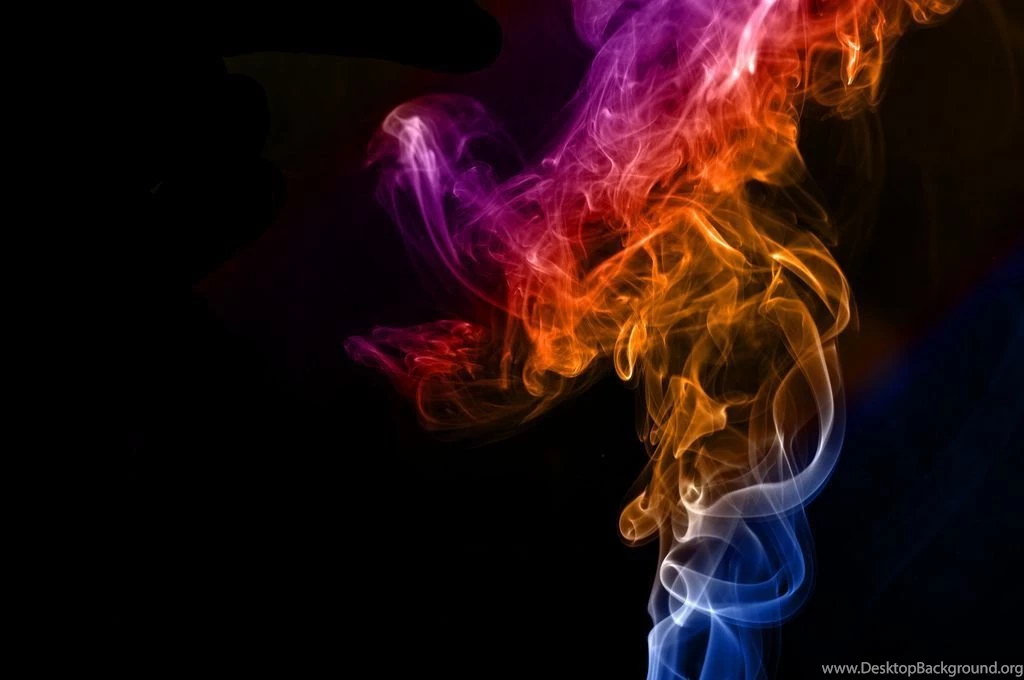 Colorful Smoke Abstract Curly On Black Backgrounds