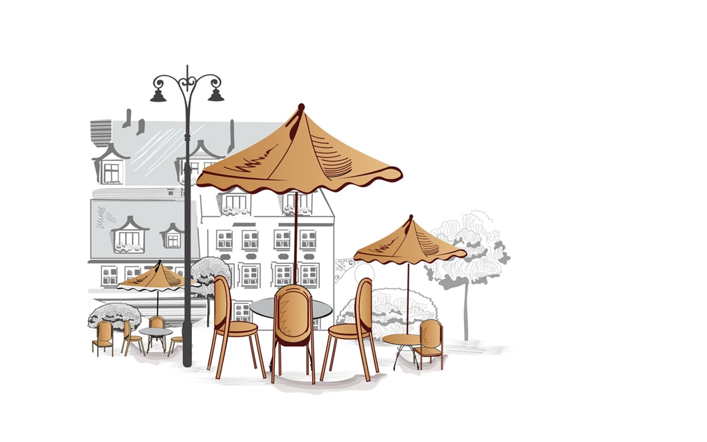 Download Wallpapers 3840x2400 Outdoor Cafe, Umbrellas, Chairs ...