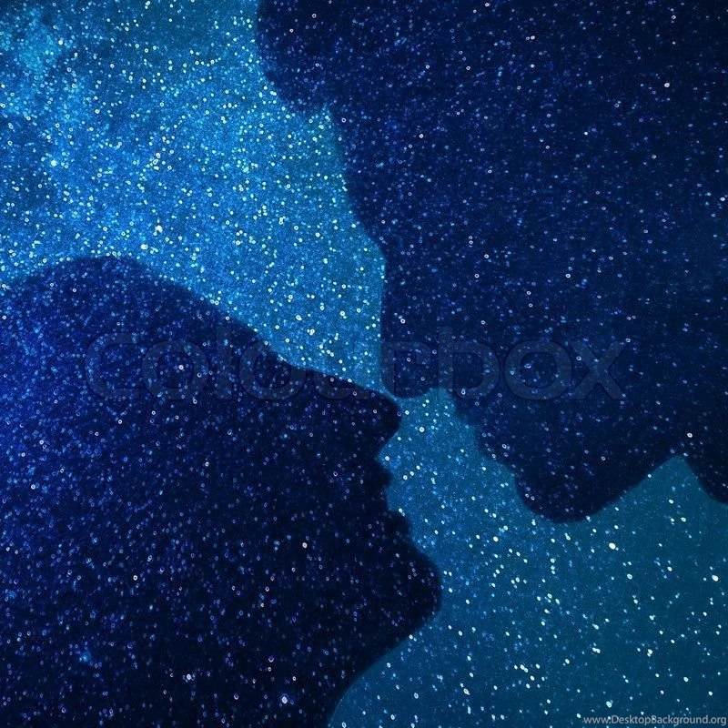 Young Couple Silhouette Hugging And Looking At Each Other Outdoors ...