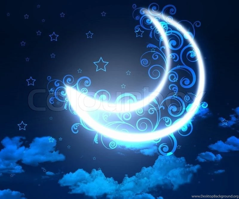 Dark Blue Night Sky Backgrounds With Moon And Twinkling Stars ...