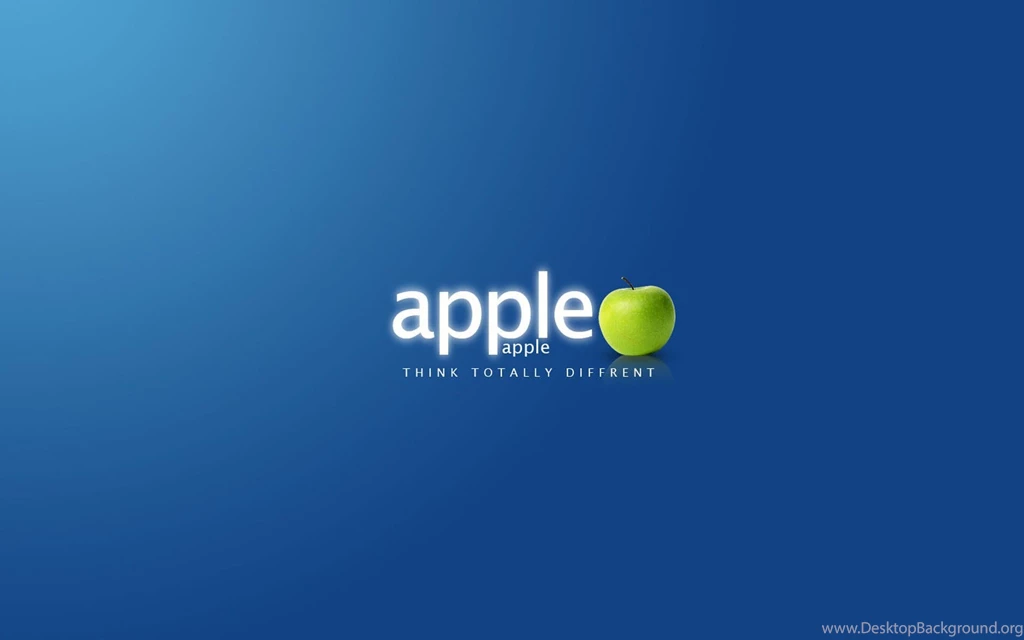 Green Apple On Blue Backgrounds Desktop Wallpapers 24066