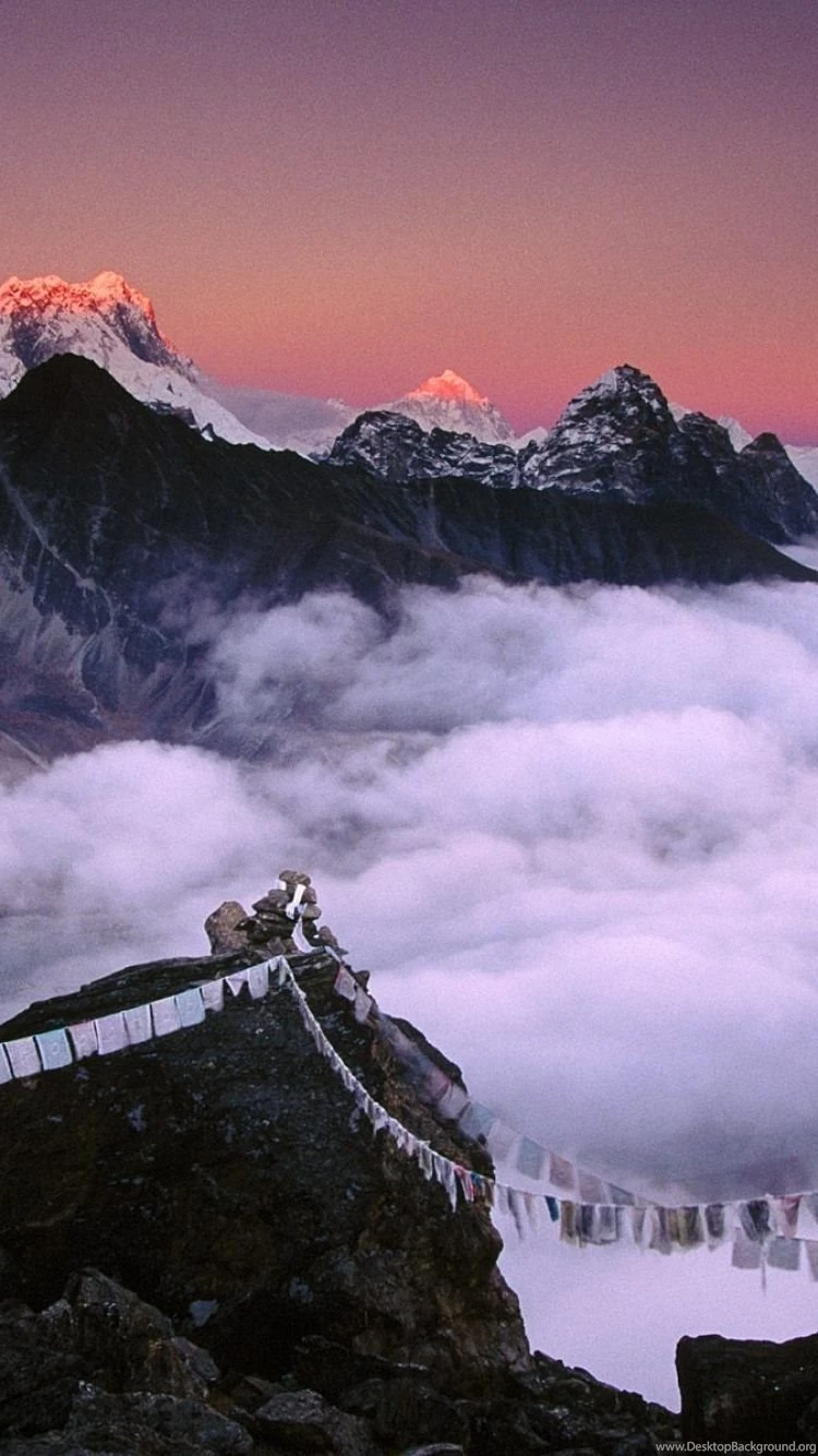 Download Wallpapers 750x1334 Peak, Top, Mountains, Ropes, Fabric ...