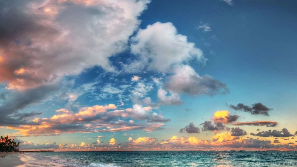 Wondrous Sky Over Azure Sea HD Desktop Backgro