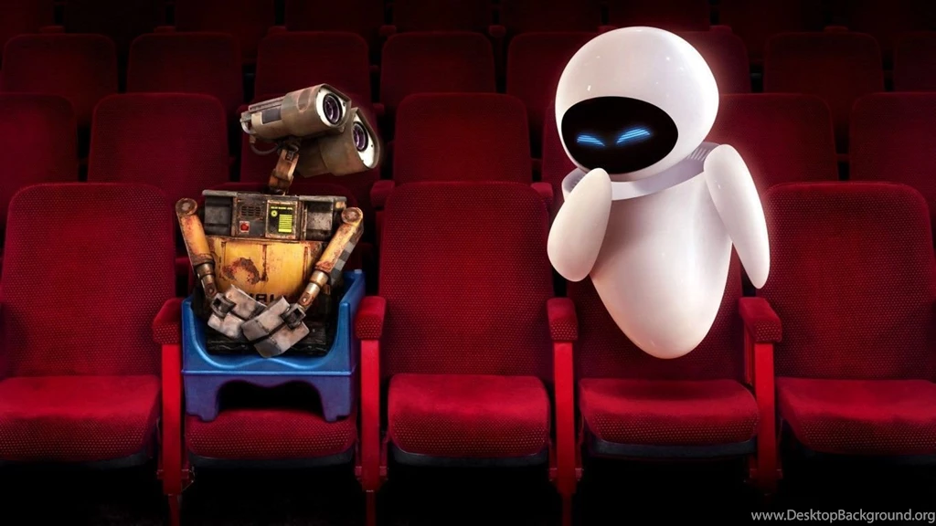 Wall E And Eve At The Cinema Widescreen Wallpapers