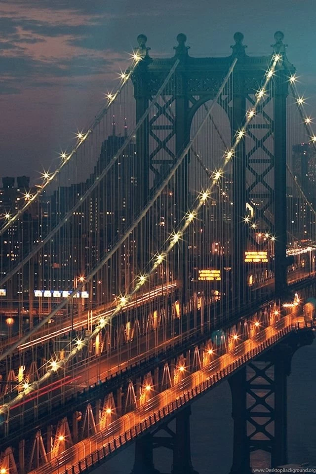 Bridge City River Flare Blue Night View Nature iPhone 4s Wallpapers ...