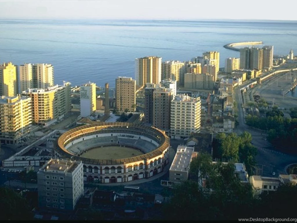Wallpapers Sea, Skyscrapers, Arena, Malaga, Spain, Malaga Arena, Spain.