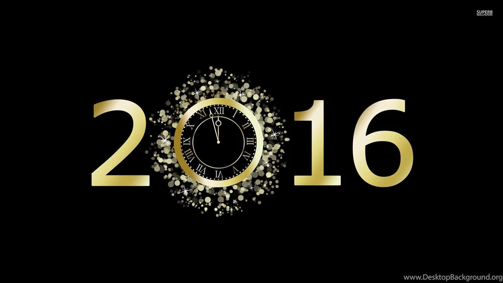 2016 With A Golden Clock Wallpapers Holiday Wallpapers