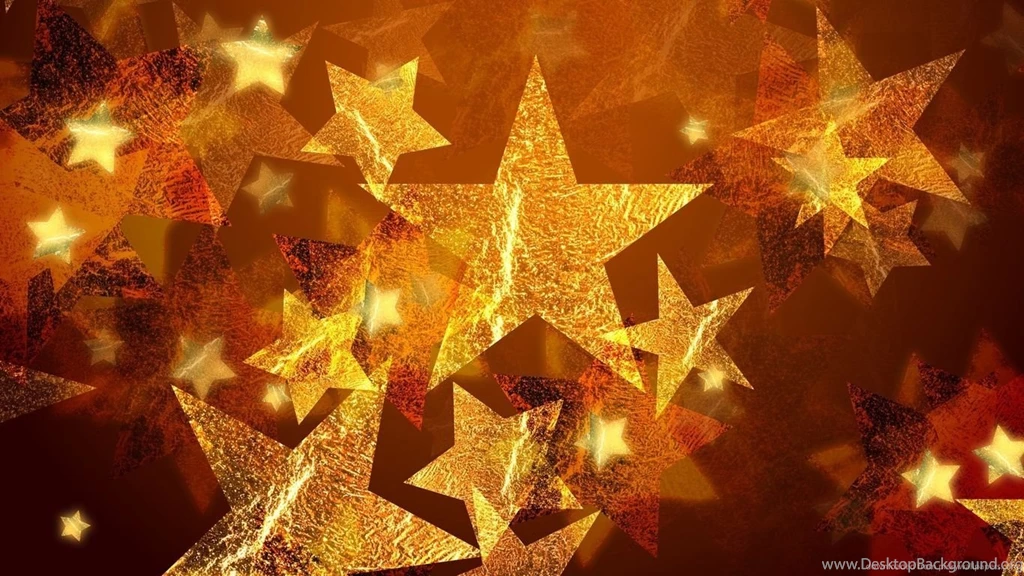 Download 1366x768 Golden Christmas Stars Wallpapers