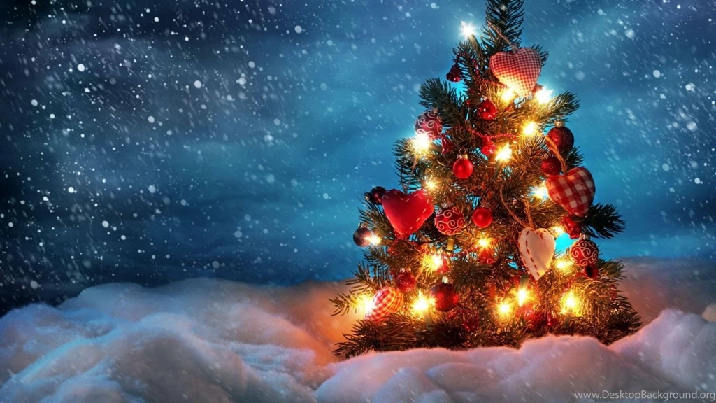 Download Wallpapers 1366x768 Tree, New Year, Christmas, Snow ...