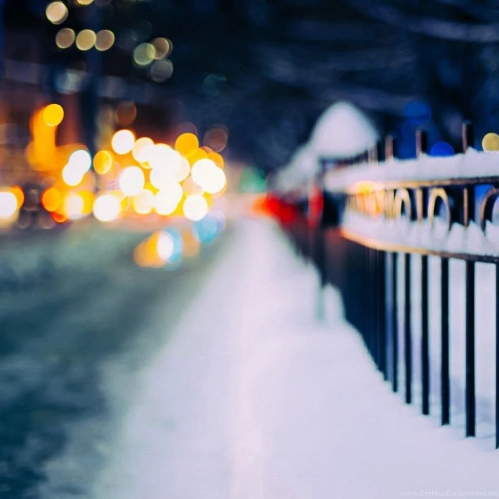 Fence Winter City Night iPad Wallpapers Download