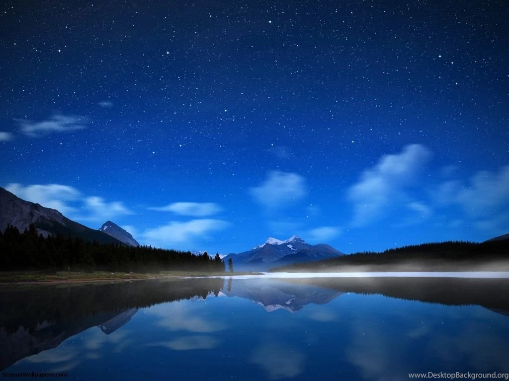 Wallpapers 1024x768 Night Landscape With Reflection Of Mountains ...