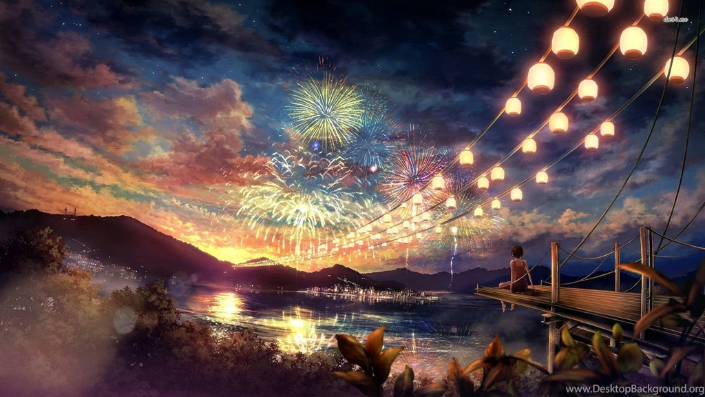 Girl Watching The Fireworks Wallpapers Anime Wallpapers