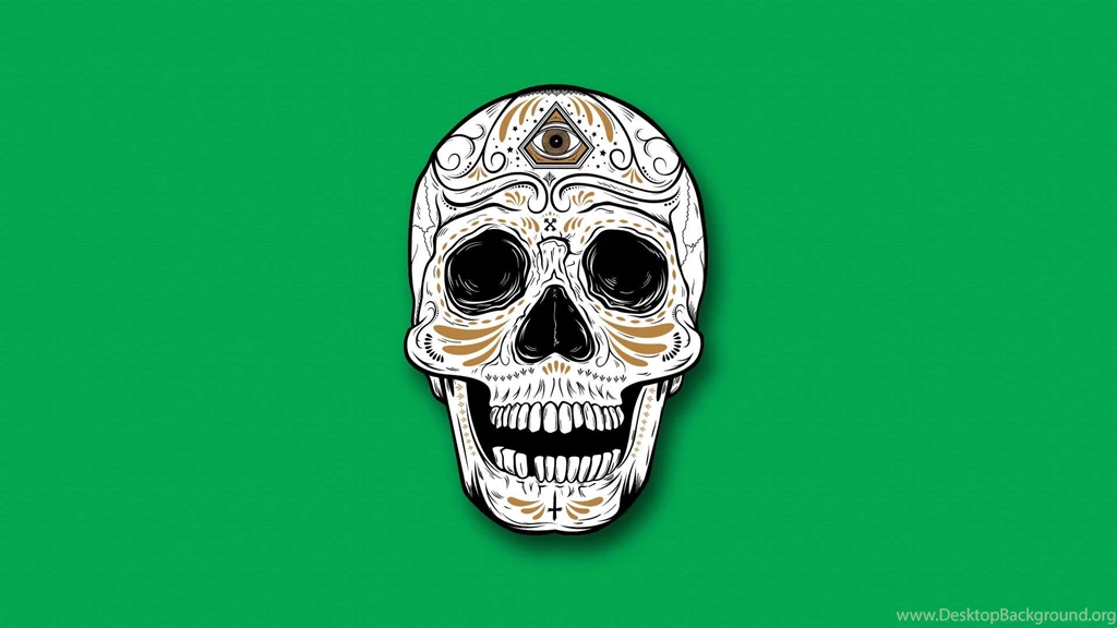 Day Of The Dead Skull Green HD Desktop Mobile Wallpaper Backgrounds
