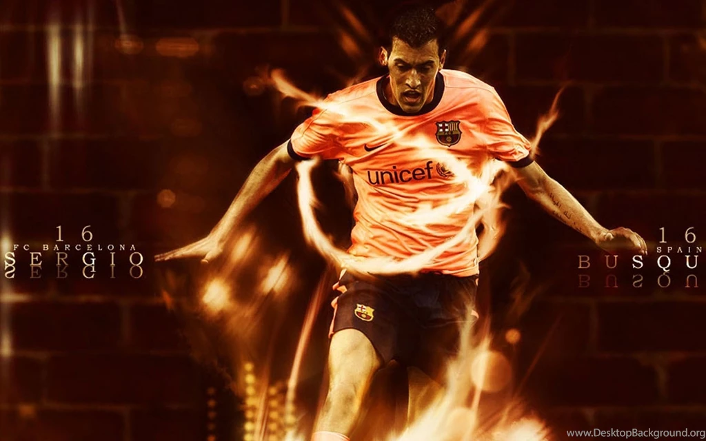 The Football Player Of Barcelona Sergio Busquets In Flames ...