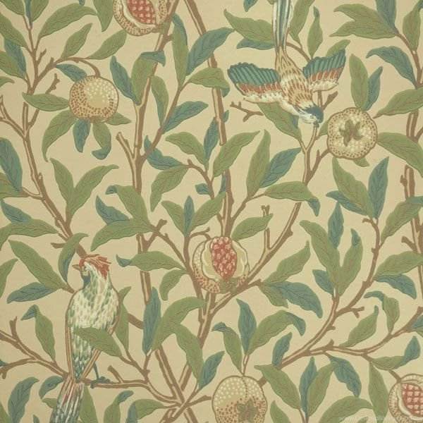 Morris Co Bird Pomegranate Wallpapers   Bayleaf Cream 212539