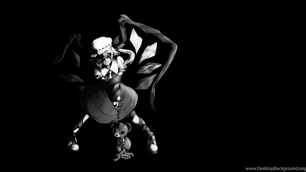 Black And White Video Games Touhou Wings Black Dark Dress Long ...