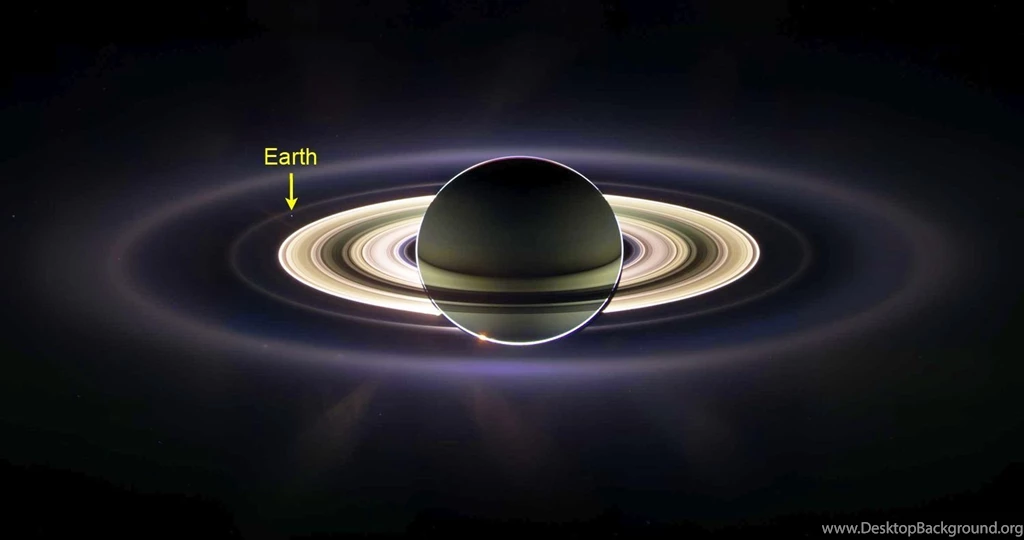 Saturn With Earth In The Backgrounds