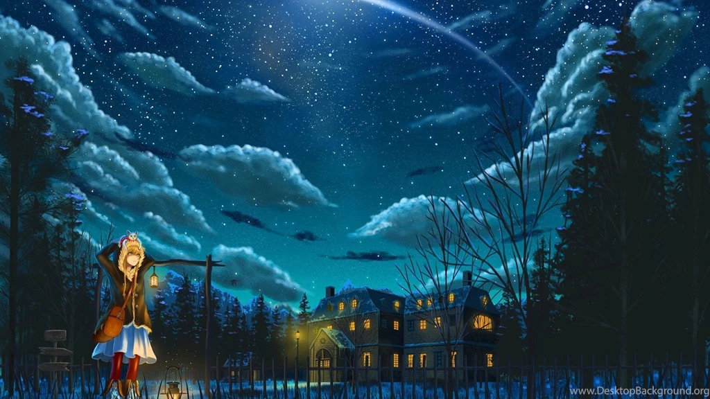 Girl Under The Starry Sky Desktop Wallpapers 24507