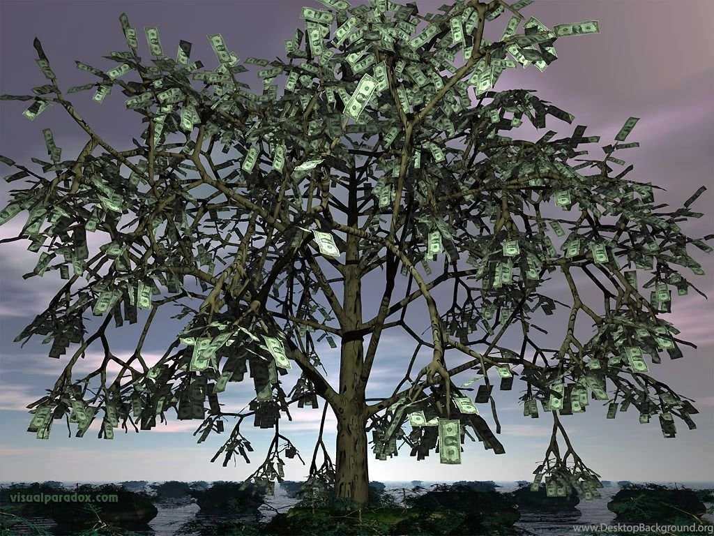 Free 3D Wallpapers 'Money Tree' 1024x768