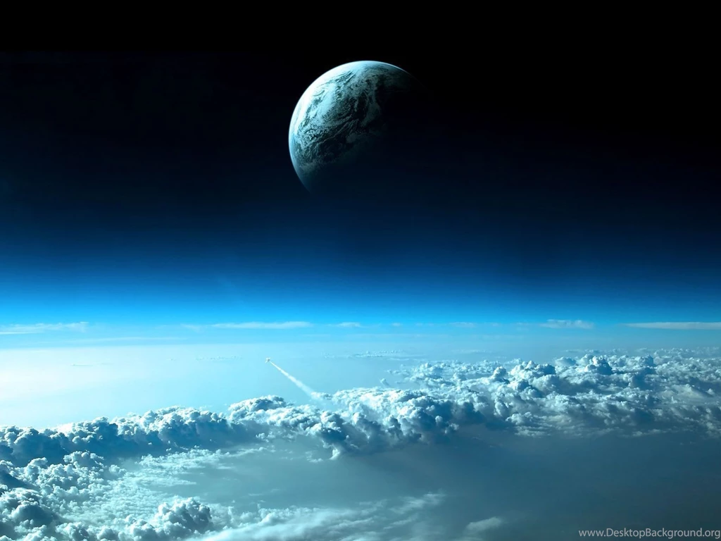 Planet On Top Of Blue Clouds Wallpapers