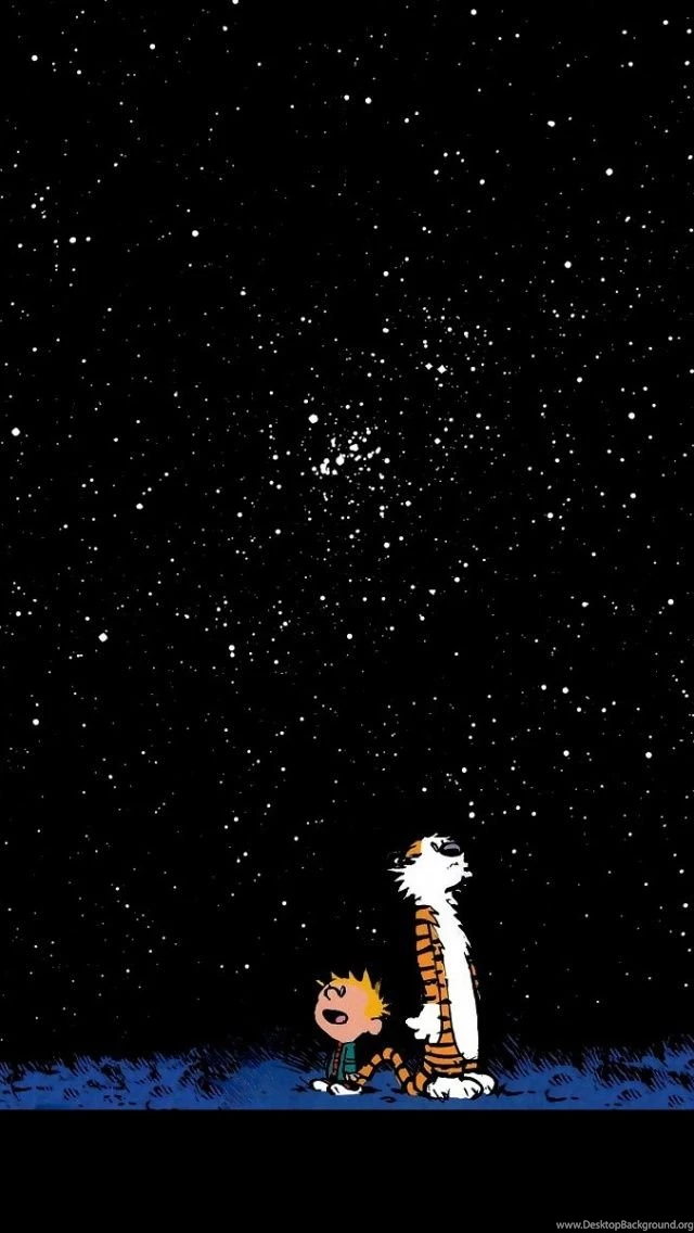 Calvin And Hobbes Looking At Stars iPhone 5 Wallpapers