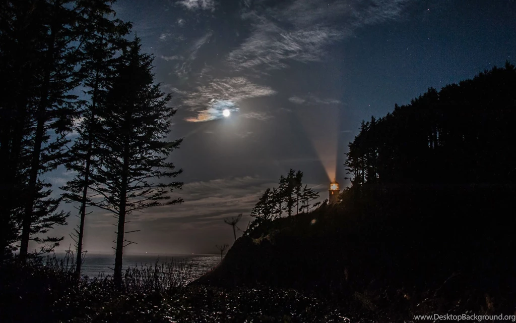 Download Wallpapers 3840x2400 Night, Lighthouse, Mountain, Trees ...