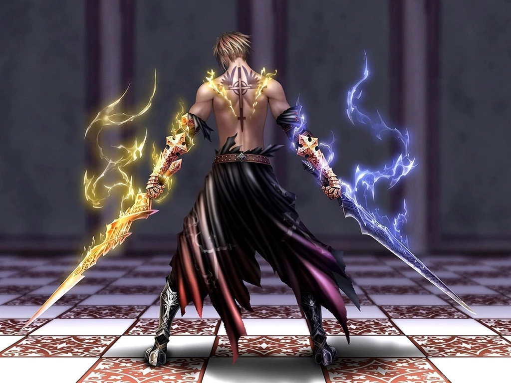 Warrior With Burning Swords Wallpapers And Images Wallpapers ...
