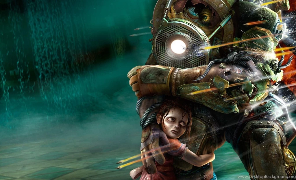 Big Daddy Bioshock Little Sister Video Games Wallpapers
