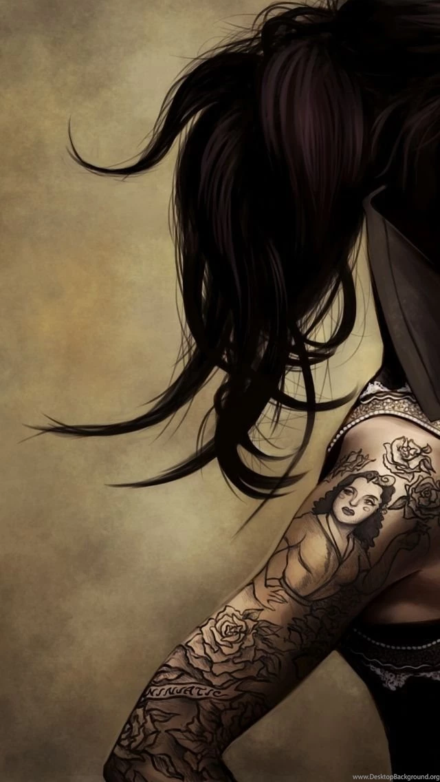 Download Wallpapers 640x1136 Girl, Profile, Tattoos, Shoulder ...