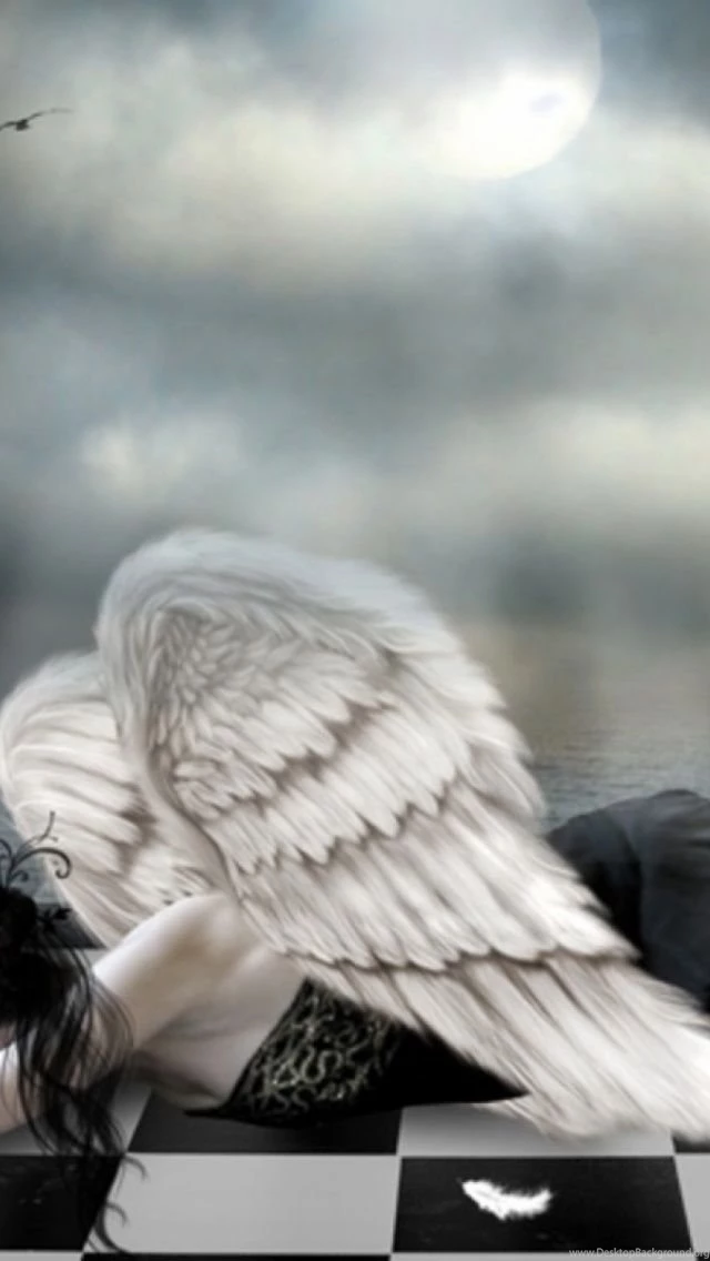 640x1136 Dark Angel Sadness Iphone 5 Wallpapers