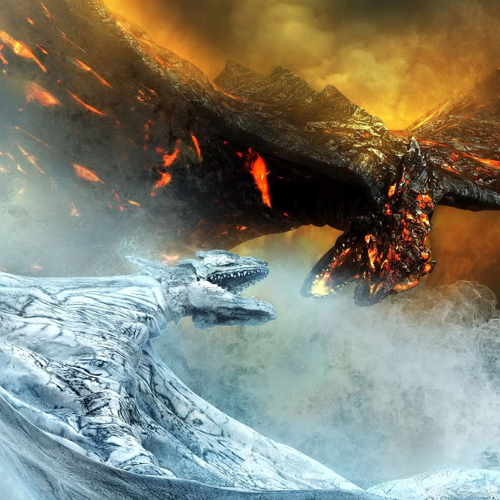 Ice Vs Fire Dragon iPad 3,4 & Air Wallpapers