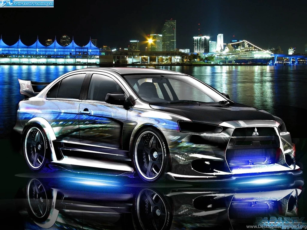 Blue Neon Silver Colour Mitsubishi Lancer Evolution CarFoy