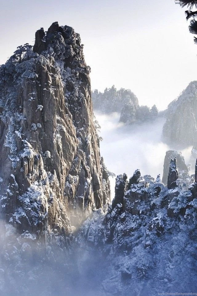 Huangshan Mountains In Winter In Anhui, China