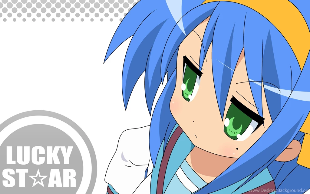 Izumi Konata Lucky Star Blue Hair Green Eyes School Uniforms ...