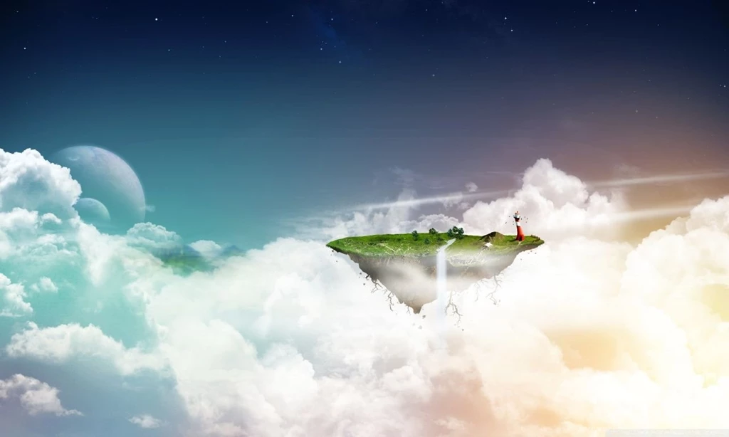 Floating Island HD Desktop Wallpapers : Fullscreen : Dual Monitor