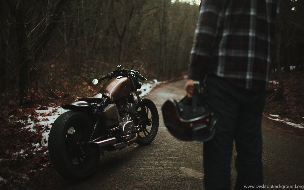 Landscapes, Vehicles, Motorbikes, Helmets, Guy, Bobber :: Wallpapers