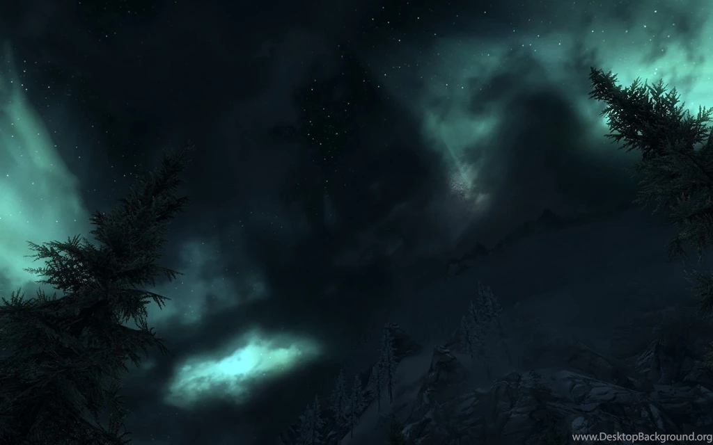 Trees Night Forest Skyscapes The Elder Scrolls V Skyrim Fresh New ...