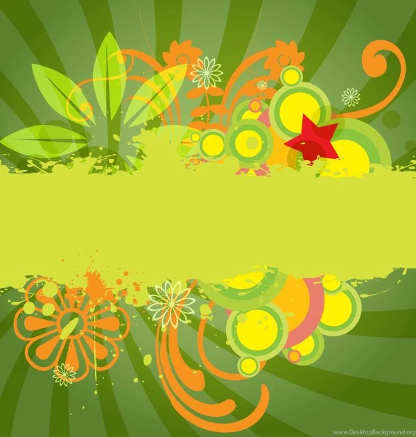 Green Sunburst Vector Backgrounds With Flowers