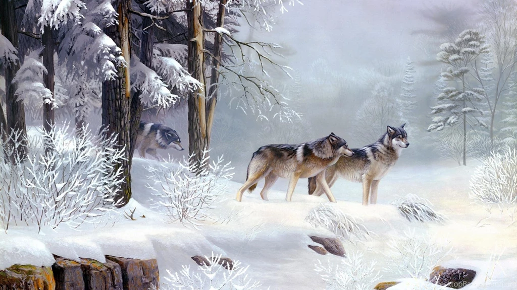Winter Snow Animals Wolves Wallpapers