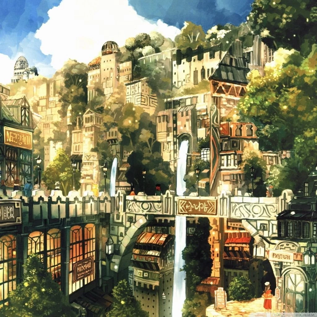 Anime City Painting HD Desktop Wallpapers : Widescreen : Fullscreen ...