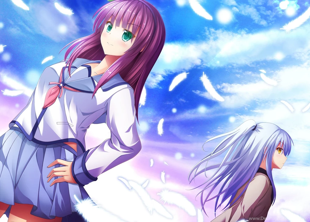 Angel Beats Tachibana Kanade Nakamura Yuri Feather Hand On Hip ...