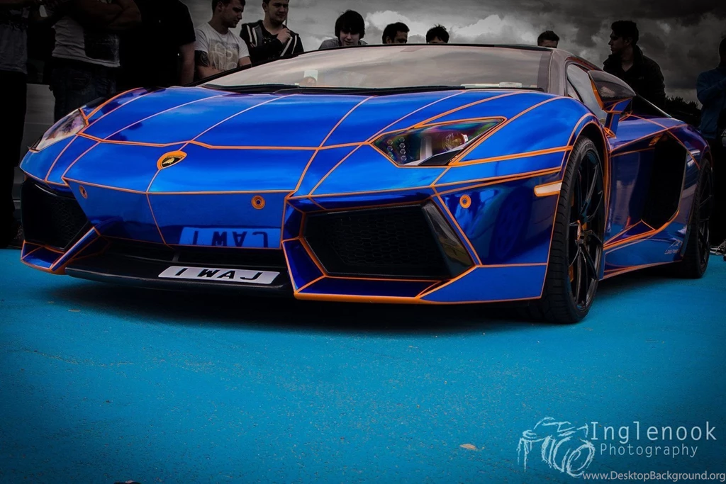 Lamborghini Aventador Blue Chrome Wallpaper.