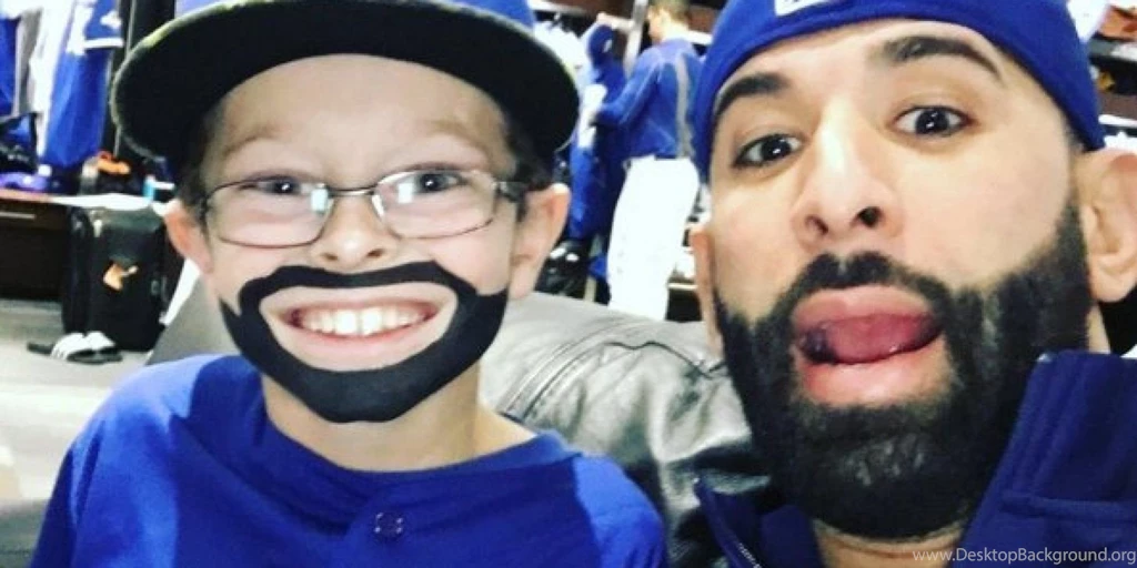 Jose Bautista Meets 'Mini Jose Bautista' Before Game 4 Of The ALCS