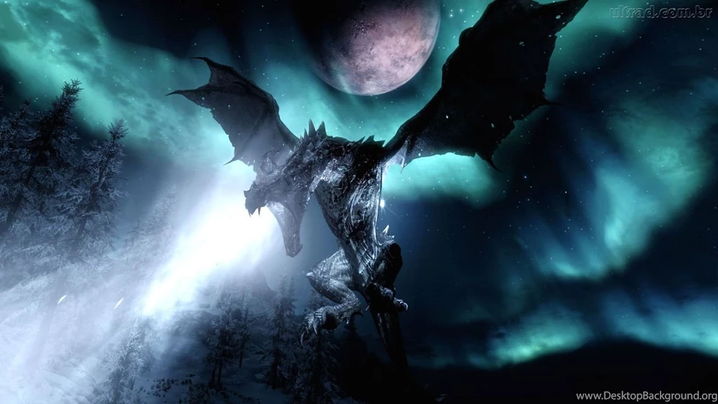 Papel De Parede Dragão Atacando A Noite The Elder Scrolls V Skyrim
