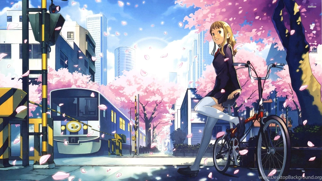 Schoolgirl On Her Bike Wallpapers   Anime Wallpapers